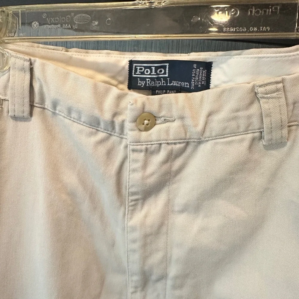 Vintage Polo Ralph Lauren Philip Pants 36x30 Khaki Tan Classic Chino Cotton Mens
